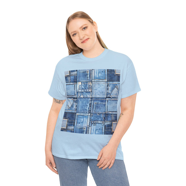 "Denim Patch" Plus Size Women Heavy Cotton Tee