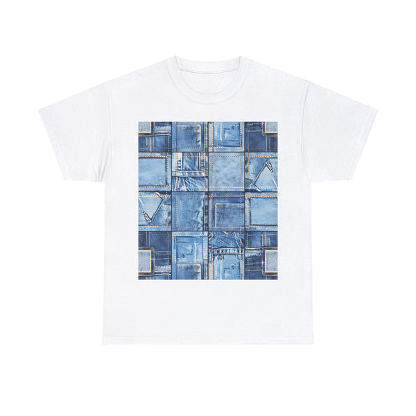 "Denim Patch" Plus Size Women Heavy Cotton Tee