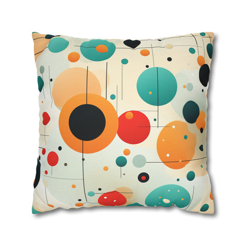 Retro Polka Dots Spun Polyester Square Pillowcase