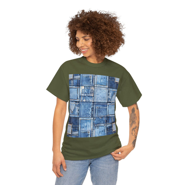 "Denim Patch" Plus Size Women Heavy Cotton Tee