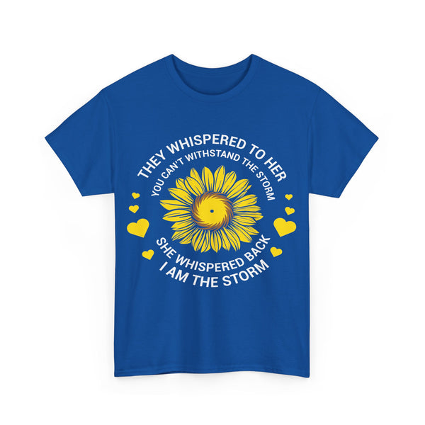 "They Whispered To Her" Woman Crewneck T-Shirt: Focus on the Good - Unisex Heavy Cotton Tee
