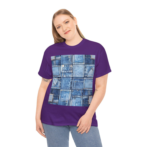 "Denim Patch" Plus Size Women Heavy Cotton Tee