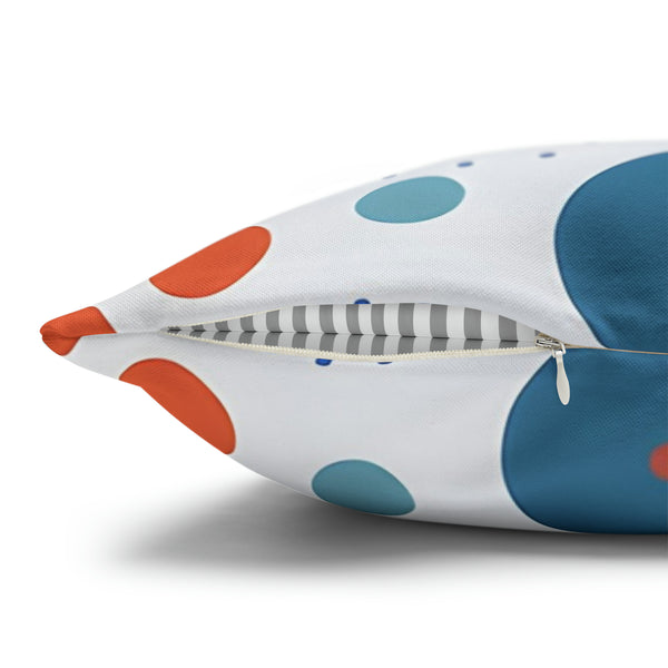 Blue/Orange Polka Dots Spun Polyester Square Pillowcase