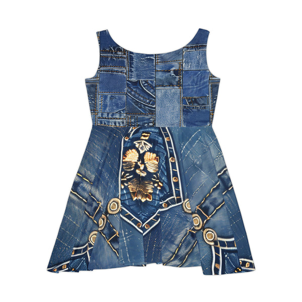 Denim Print Women's Skater Dress