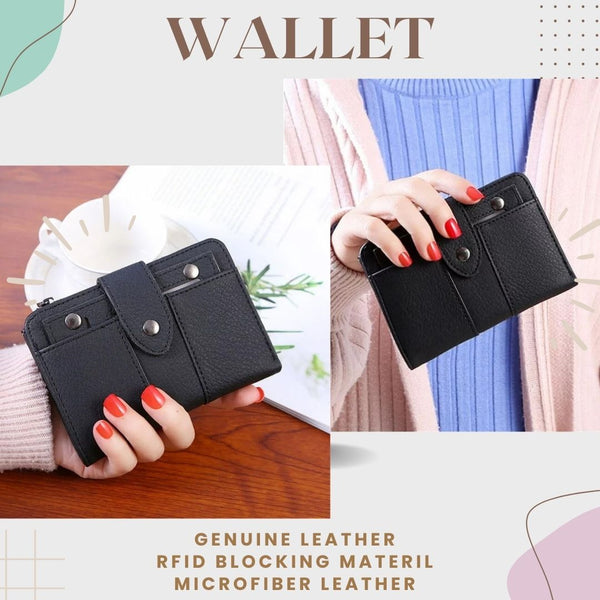 Women's RFID Mini Soft Leather Bifold Wallet With ID Window Card Sleeve Coin Purse