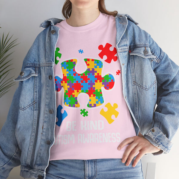 Autism Awareness "Be Kind" Plus Size Women Heavy Cotton Tee