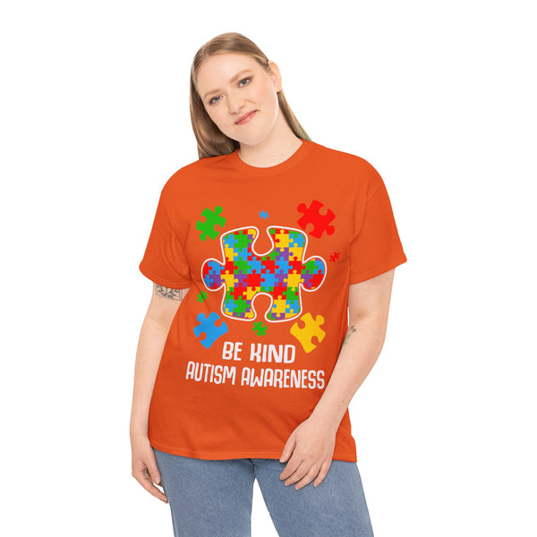 Autism Awareness "Be Kind" Plus Size Women Heavy Cotton Tee