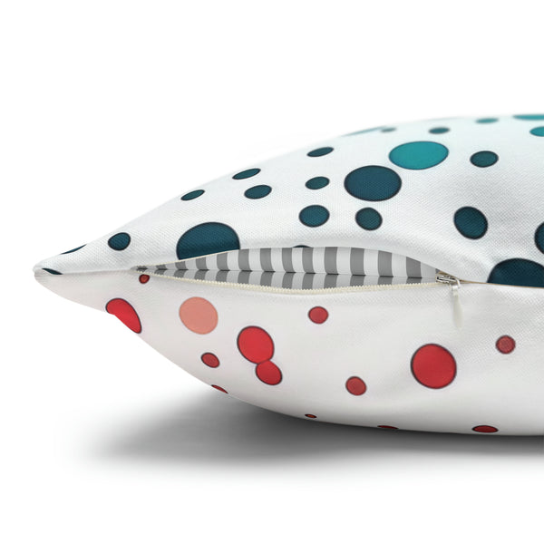 White Polka Dots Spun Polyester Square Pillowcase