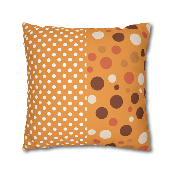 Large Warm Color Polka Dots Spun Polyester Square Throw Pillowcase