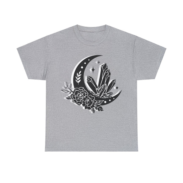 "Crystal, Flowers & Moon" Plus Size Women Heavy Cotton Tee T-shirt