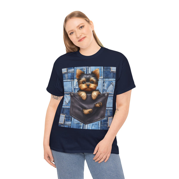 "Denim Dog Patch" Plus Size Women Heavy Cotton Tee T-shirt