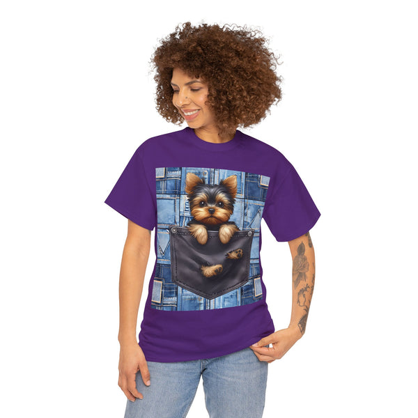 "Denim Dog Patch" Plus Size Women Heavy Cotton Tee T-shirt