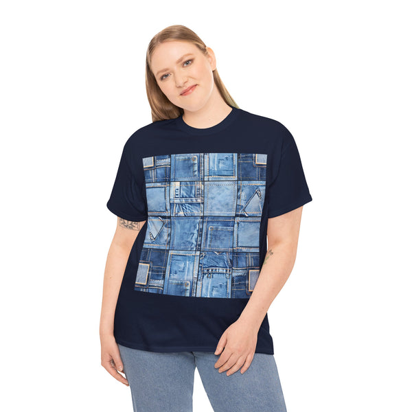 "Denim Patch" Plus Size Women Heavy Cotton Tee