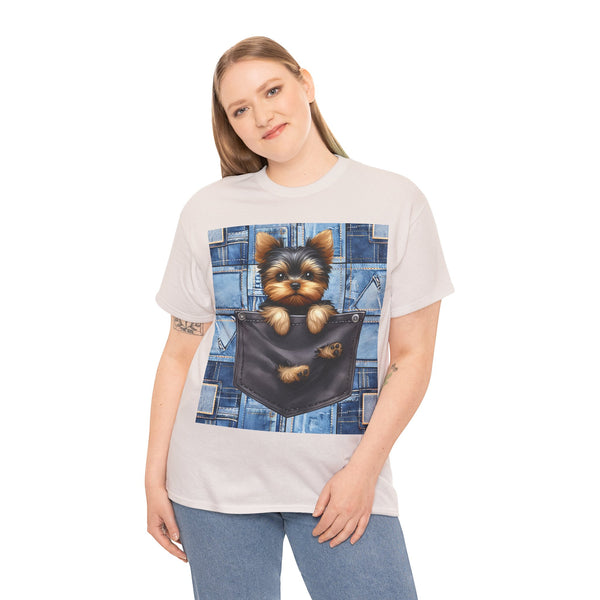 "Denim Dog Patch" Plus Size Women Heavy Cotton Tee T-shirt