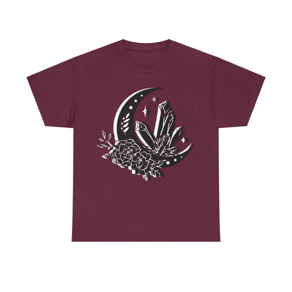 "Crystal, Flowers & Moon" Plus Size Women Heavy Cotton Tee T-shirt