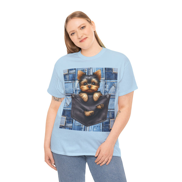 "Denim Dog Patch" Plus Size Women Heavy Cotton Tee T-shirt