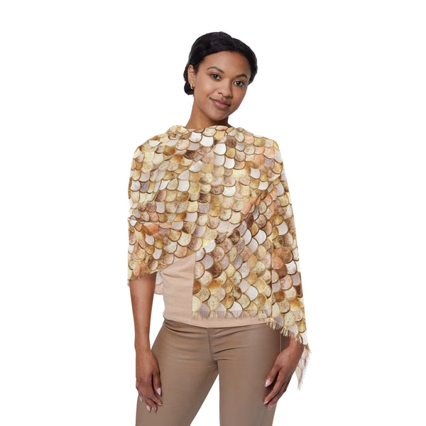 Gold Fish Scale Woman Light Scarf