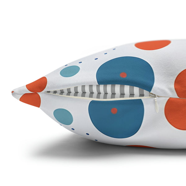 Blue/Orange Polka Dots Spun Polyester Square Pillowcase