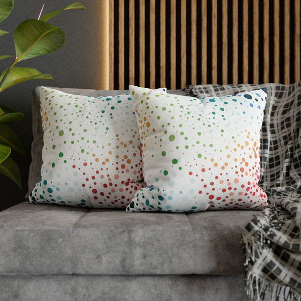 White Polka Dots Spun Polyester Square Pillowcase