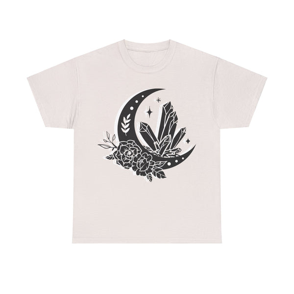 "Crystal, Flowers & Moon" Plus Size Women Heavy Cotton Tee T-shirt