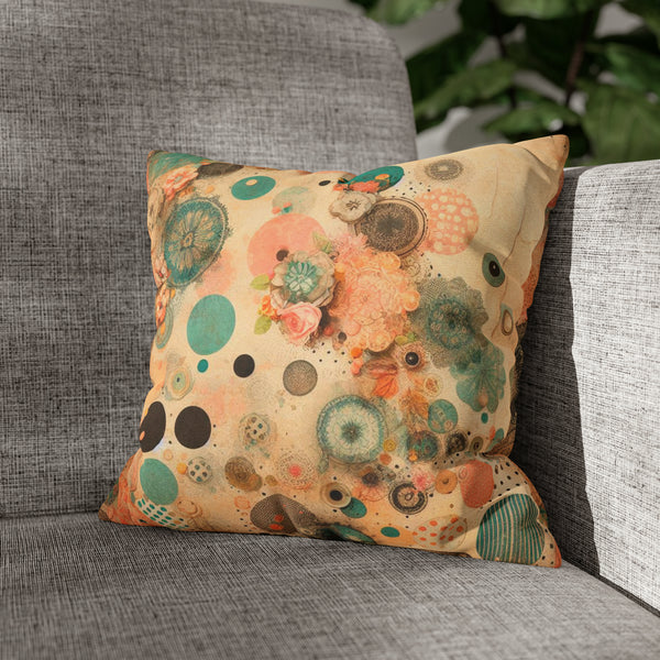 Vintage Polka Dots Spun Polyester Square Pillowcase