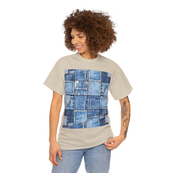 "Denim Patch" Plus Size Women Heavy Cotton Tee