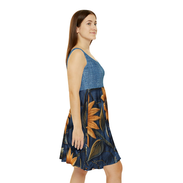 Denim Sunflower Women's Skater Dress