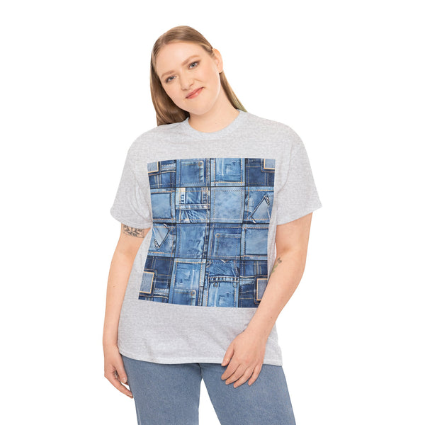 "Denim Patch" Plus Size Women Heavy Cotton Tee