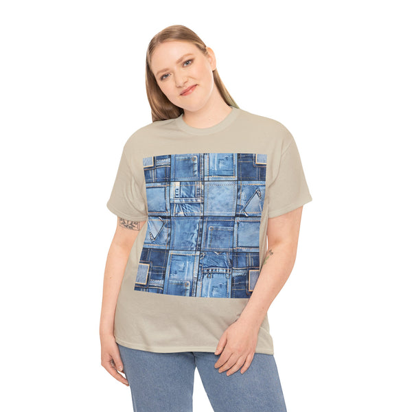 "Denim Patch" Plus Size Women Heavy Cotton Tee