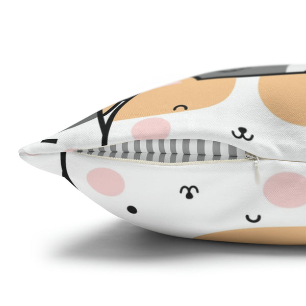 Cat Group Spun Polyester Square Pillowcase