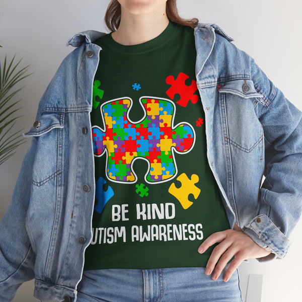 Autism Awareness "Be Kind" Plus Size Women Heavy Cotton Tee