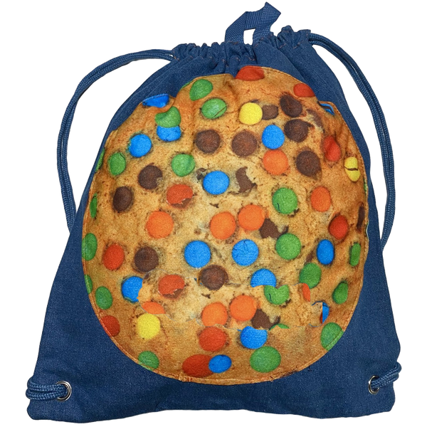 Funky Puff Cookie Denim Drawstring Backpack - Perfect for Tween and Teenage Girls
