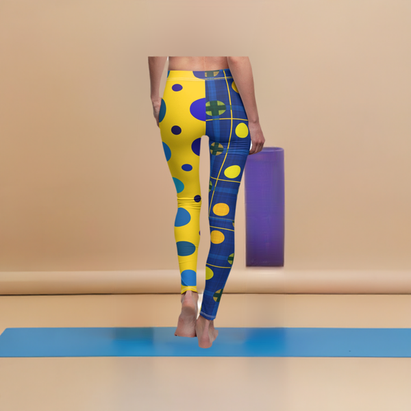 Blue & Yellow Women's Cut & Sew Casual Leggings