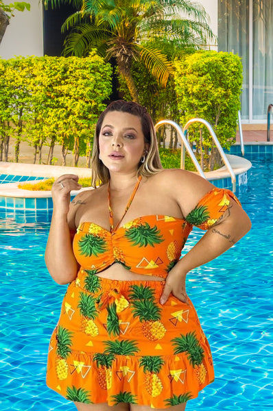 Tropical Vibes Plus Size Pineapple Print Two-Piece Bathing Suit