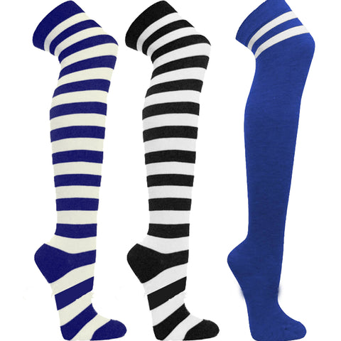 Striped High Knee Socks - 3 Pairs Woman Socks