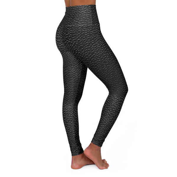 Black Faux Leather High Waisted Yoga Leggings