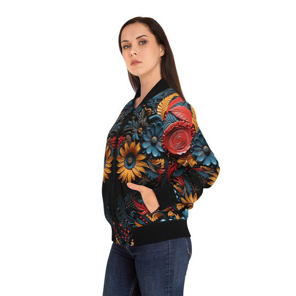 3D Flowers Women's Bomber Jacket