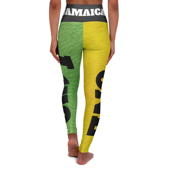 Jamaica "One Love" Faux Leather High Waisted Yoga Leggings