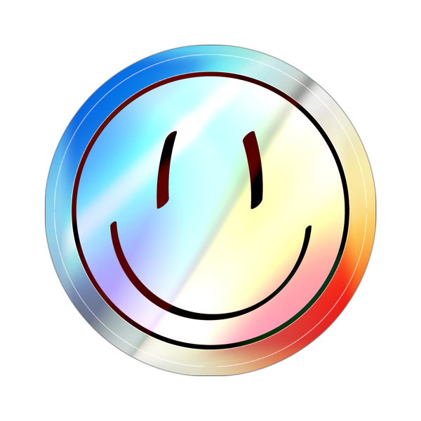 Smiley Face Holographic Die-cut Stickers