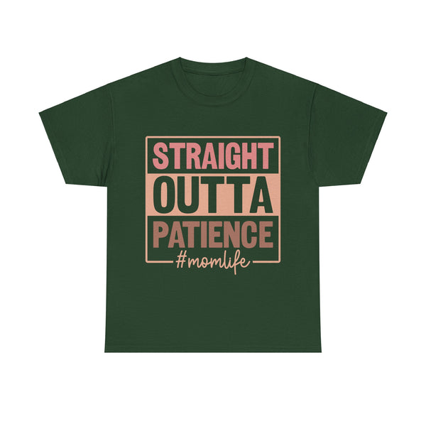 "Straight Outta Patience - Mom Life" Plus Size Women Heavy Cotton Tee T-Shirt