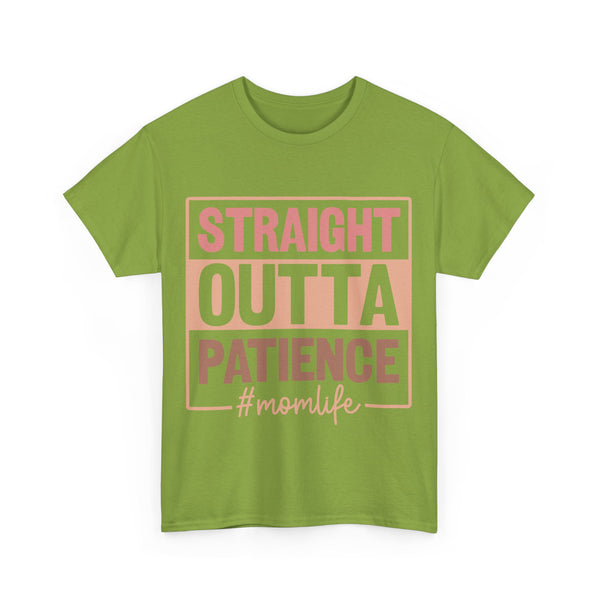 "Straight Outta Patience - Mom Life" Plus Size Women Heavy Cotton Tee T-Shirt