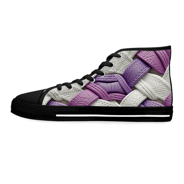 Pink/White Interlocking Leather Women's High Top Sneakers