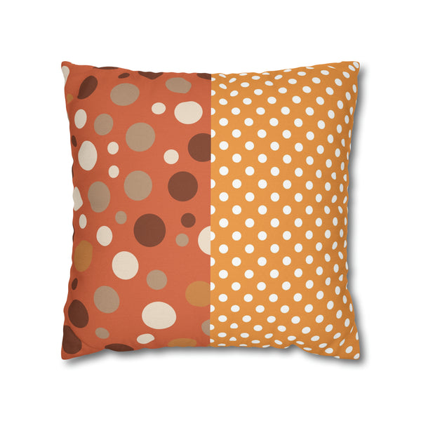 Large Warm Color Polka Dots Spun Polyester Square Throw Pillowcase