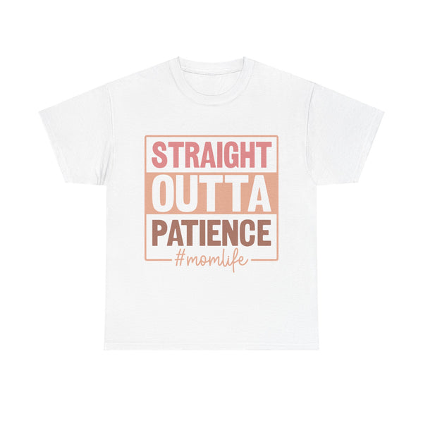 "Straight Outta Patience - Mom Life" Plus Size Women Heavy Cotton Tee T-Shirt