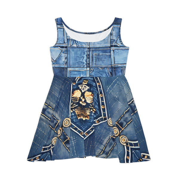 Denim Print Women's Skater Dress