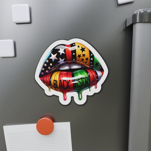 Black History Juneteenth Dripping Lips Die-Cut Magnets
