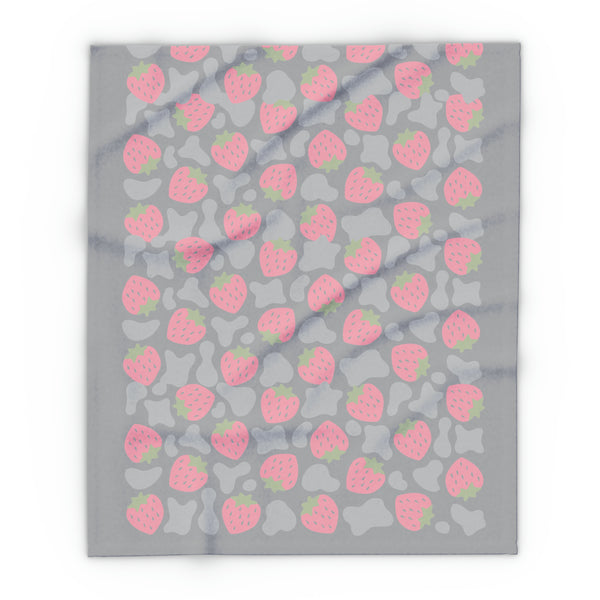 Strawberry Cow Print Arctic Fleece Blanket