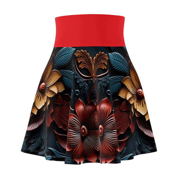 Red Flowers Loose Women's Skater Skirt