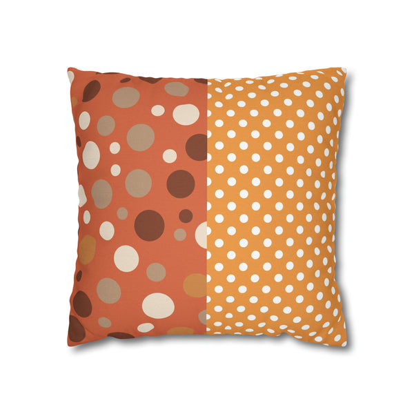 Large Warm Color Polka Dots Spun Polyester Square Throw Pillowcase