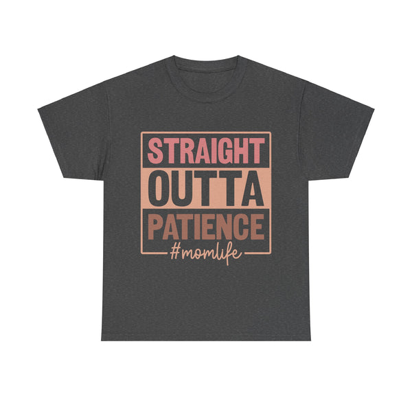 "Straight Outta Patience - Mom Life" Plus Size Women Heavy Cotton Tee T-Shirt